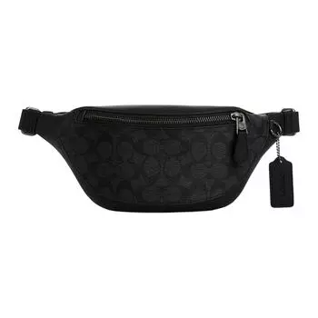 COACH Сумка-слинг Warren Coated Canvas с кожаной сумкой-переноской, сумка через плечо, поясная сумка Mini, мужская, антрацитово-черная