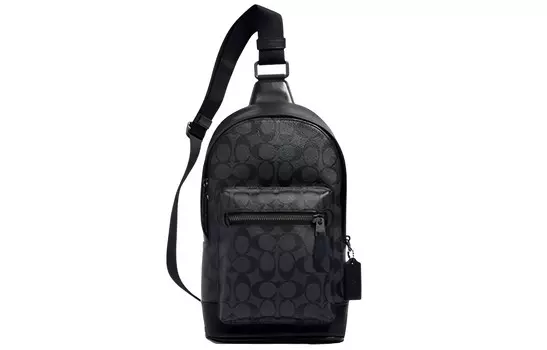 COACH Сумка-слинг West Canvas из коровьей кожи в стиле пэчворк, сумка через плечо, мужская, среднего размера, черная
