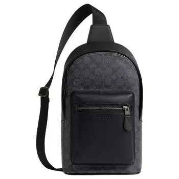 COACH Сумка-слинги West Coated Canvas Crossbody Bags Sling Bags Small Size Men's Charcoal Black