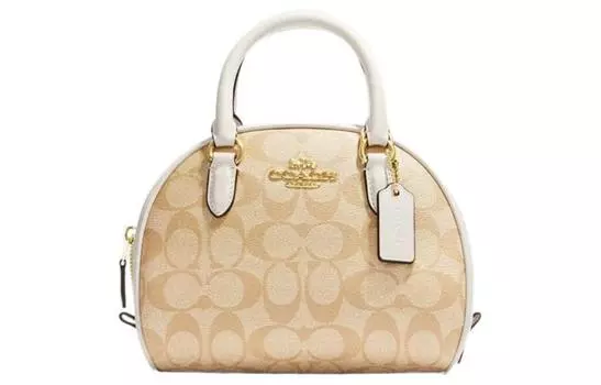 COACH Сумка Sydney Canvas с кожаным куполом, дамская сумочка, сумка через плечо, сумка через плечо, Trumpets, женская, цвет хаки