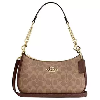 COACH Сумка Teri из искусственной кожи с переработанной кожей, сумка через плечо, женская сумка среднего размера цвета хаки