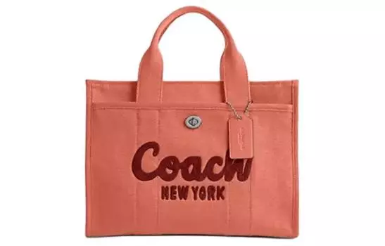COACH Сумка-тоут Cargo из холста, сумка для покупок, сумка через плечо, холщовая сумка, большая женская сумка светло-красного цвета
