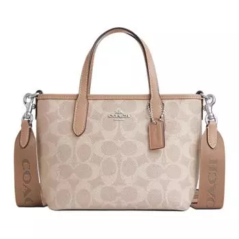 COACH Сумка-тоут City Coated Canvas, сумка для покупок, сумка на плечо, сумка через плечо, женская мини-сумка, серо-коричневого цвета
