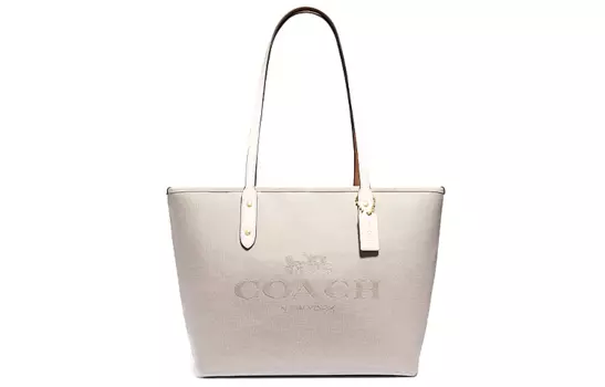 COACH Сумка-тоут City Zip из ткани с коровьей кожей, женская сумка-шоппер, сумка через плечо, чисто-белая