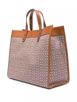 Coach сумка-тоут Field с жаккардовым логотипом, коричневый