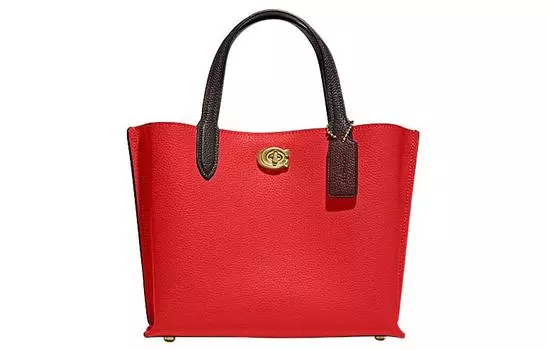 COACH Сумка-тоут из ивовой кожи, сумка для покупок, сумка на плечо, сумка через плечо, женская сумка среднего размера, красная