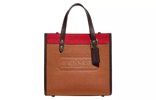 COACH Сумка-тоут из коровьей кожи, сумка для покупок, сумка на плечо, сумка через плечо, женская сумка Trumpets, коричневая