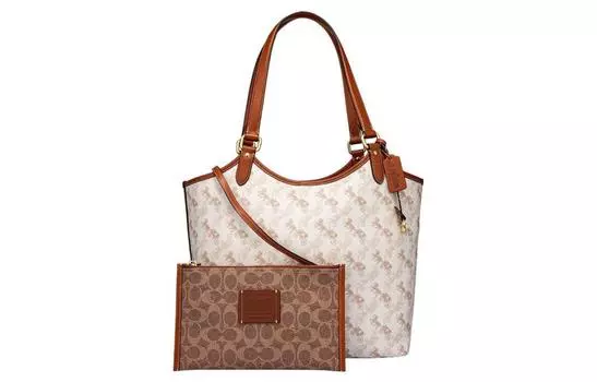 COACH Сумка-тоут из коровьей кожи в стиле пэчворк с искусственной кожей, женская, цвета слоновой кости, белая