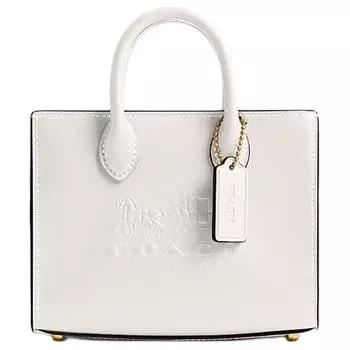 COACH Сумка-тоут из коровьей кожи Ace, сумка-шоппер, сумка через плечо, женская, небольшого размера, мелово-белого цвета