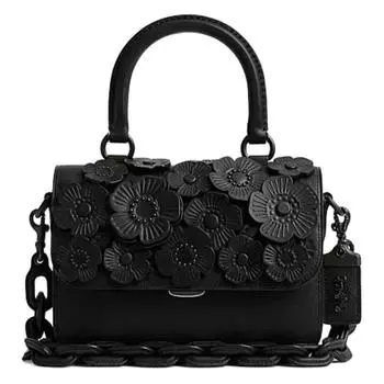 COACH Сумка-тоут из коровьей кожи Rogue, сумка через плечо, женская сумка-труба, черная