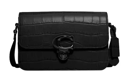 COACH Сумка-тоут из кожи Studio Crocodile Pattern, женская, через плечо, черная