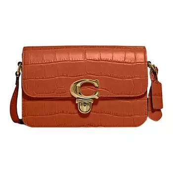 COACH Сумка-тоут из кожи Studio Leather, квадратная, среднего размера, для фотоаппарата, через плечо, оранжевая