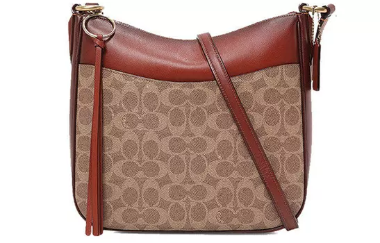 COACH Сумка-тоут из парусины с кожаной наплечной сумкой, большого размера, женская, белого цвета с цветовыми блоками цвета хаки