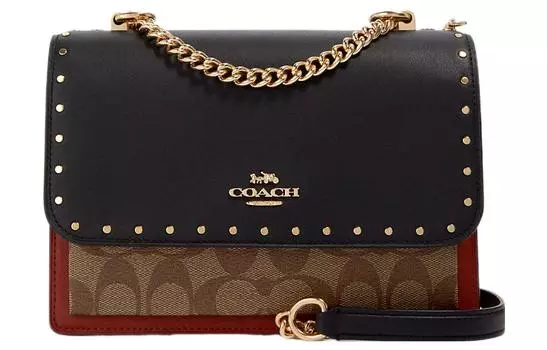 COACH Сумка-тоут Klare из кожи, через плечо, маленькая женская, черно-коричневая