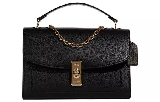 COACH Сумка-тоут Lane Leather Trunk Bag Crossbody Bag, женская, черного цвета, большого размера