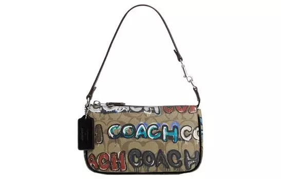 COACH Сумка-тоут Mint+Serf Nolita Collaboration из холста с кожаной сумкой-тоутом, женская сумка-тоут цвета хаки