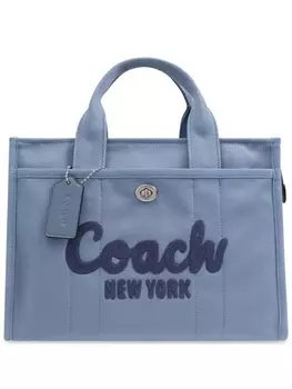 Coach сумка-тоут с вышитым логотипом, синий
