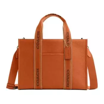 COACH Сумка-тоут Smith Refined из зернистой кожи, сумка для покупок, сумка на плечо, сумка через плечо, большая женская сумка оранжевого цвета