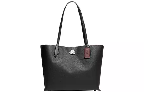 COACH Сумка-тоут Willow из однотонной кожи, ручная сумка, сумка на плечо, женская, черная
