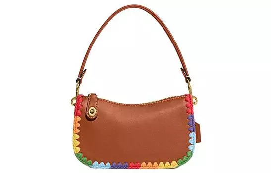 COACH Сумка-трансформер из коровьей кожи, женская, коричневого цвета