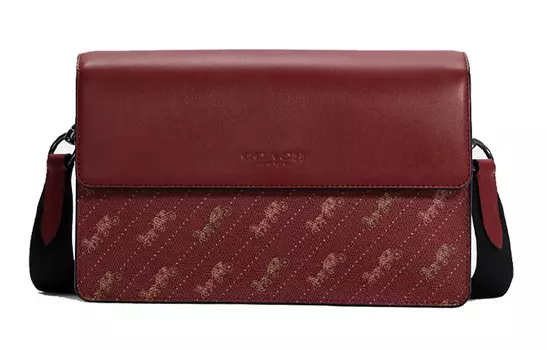 COACH Сумка Turner Canvas с кожаной вставкой, квадратная, через плечо, небольшого размера, мужская, красного цвета