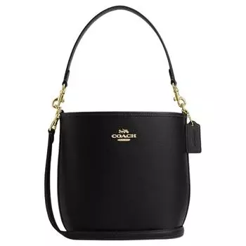 COACH Сумка-ведро City Leather, портативная сумка через плечо, женская сумка среднего размера, черная