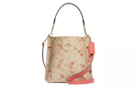 COACH Сумка-ведро из коровьей кожи Mollie, сумка через плечо, маленькая женская, цвета хаки