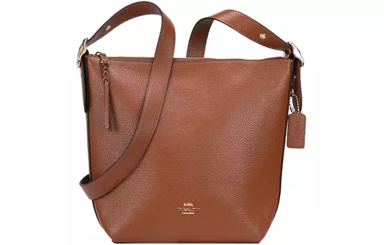 COACH Сумка-ведро из натуральной кожи, женская, через плечо, коричневая, в цвете седельной сумки