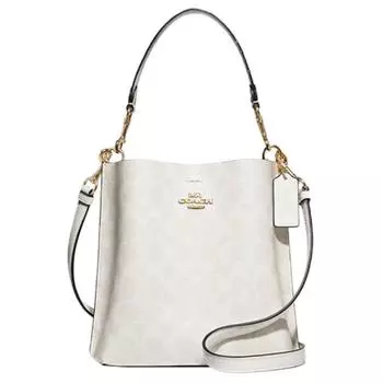 COACH Сумка-ведро Mollie из искусственной кожи, сумка через плечо, маленькая женская, мелово-белая