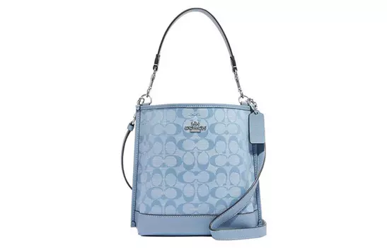 COACH Сумка-ведро Mollie из коровьей кожи с текстилем, дамская сумочка, сумка через плечо, сумка-мешок Trumpets, женская, светло-голубая