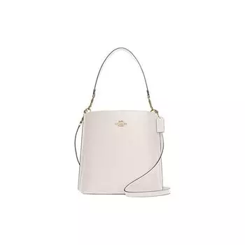 COACH Сумка-ведро Mollie из однотонной кожи, сумка-мессенджер, сумка через плечо, большая женская сумка-мессенджер, цвет "меловой белый"