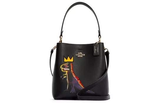 COACH Сумка-ведро Town Leather Collaboration от Basquiat, женская, черная, на одно плечо