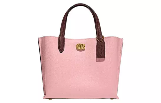 COACH Сумка женская розовые, среднего размера, из полированной шагреневой кожи Willow, на одно плечо
