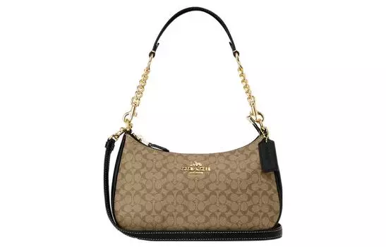 COACH Сумки Teri Canvas с кожаными сумками через плечо женские цвета хаки и черные