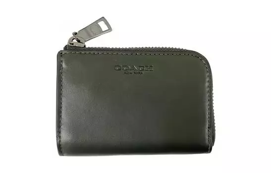 COACH Визитница из изысканной телячьей кожи, кошелек унисекс, зеленый