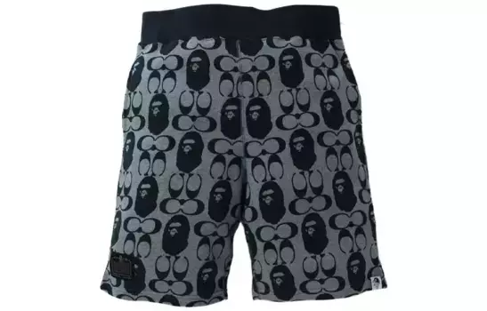 Coach X Bape X Coach Collaboration Повседневные шорты для мужчин A Bathing Ape, черный/белый