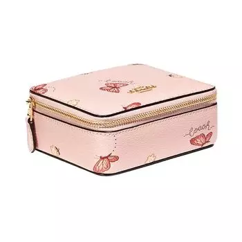 COACH Женская косметичка-кошелек из кожи Jewelry Bo, розового цвета
