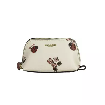 COACH Женская кожаная косметичка Chalk White