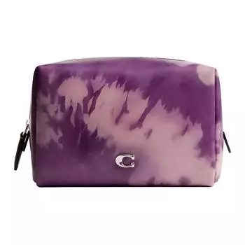 COACH Женская кожаная косметичка, маленькая, фиолетовая