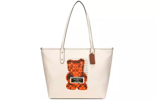 COACH Женская кожаная сумка через плечо City Leather White