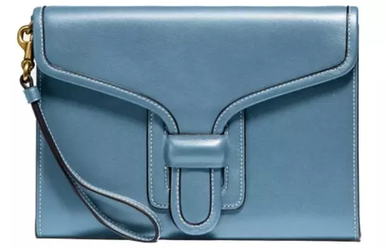 COACH Женская кожаная сумка-клатч Courier, синяя