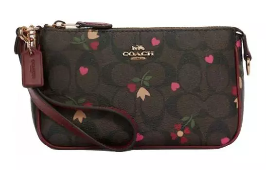 COACH Женская кожаная сумка-клатч Nolita через плечо, коричневая/бордовая, разноцветная