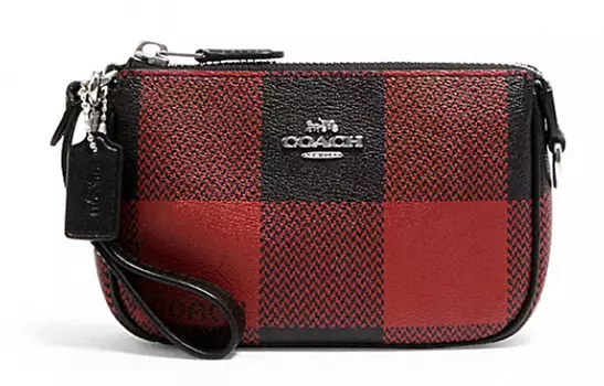 COACH Женская кожаная сумка-кошелек Nolita с карманом для монет и игрой в стиле маджонг, цвет красный, черный