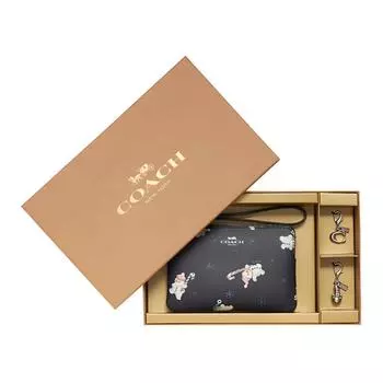 COACH Женская кожаная сумка-тоут в коробке, черная