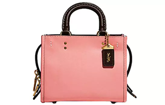 COACH Женская кожаная сумка-труба Rogue, цвет вишнево-розовый