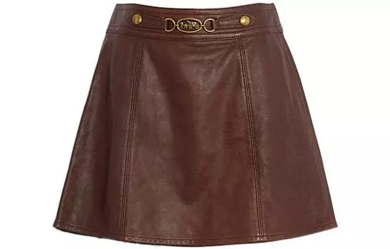 COACH Женская кожаная юбка, цвет Brown