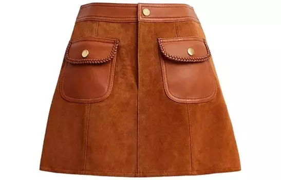 COACH Женская кожаная юбка, цвет Brown