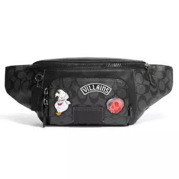 COACH Женская поясная сумка из коровьей кожи, черная
