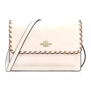COACH Женская поясная сумка-слинг из коровьей кожи, белая, с откидным клапаном