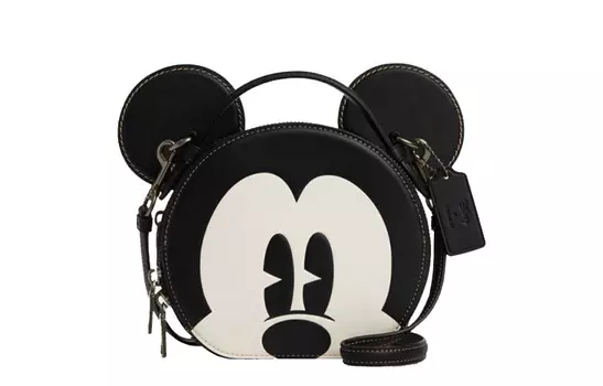 COACH Женская сумка через плечо с Микки Маусом, коллаборация Disney 17, цвет черный, белый, маленькая, кожа